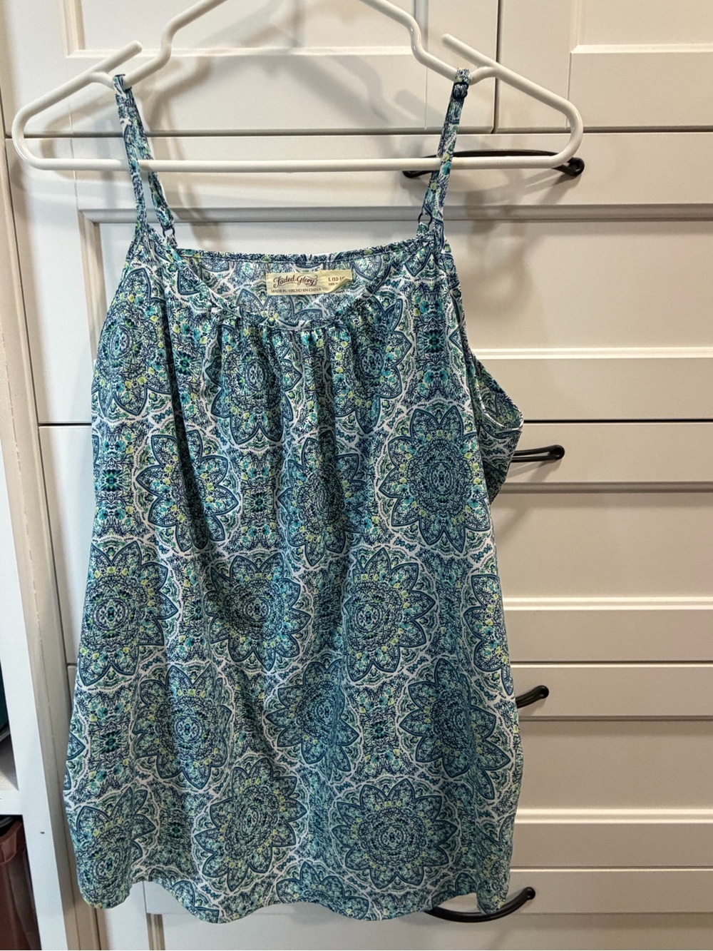 Faded Glory Blue and Teal Printed Camisole